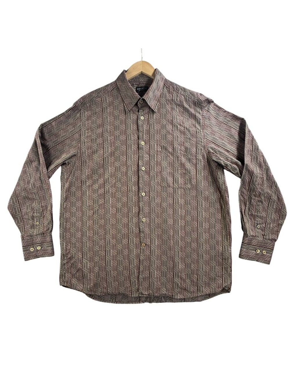 Riscatto Shirt Mens XL Brown Stripe Button Up Long Sleeve Italy Casual Abstract